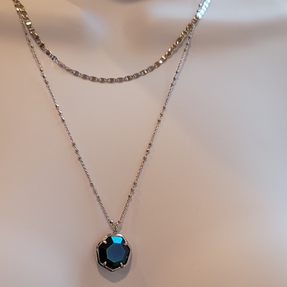 NWT KENDRA SCOTT MYSTIC DRUSY CYNTHIA NECKLACE IN SILVER SPARKLY BLUE PURPLE ETC - Picture 10 of 15